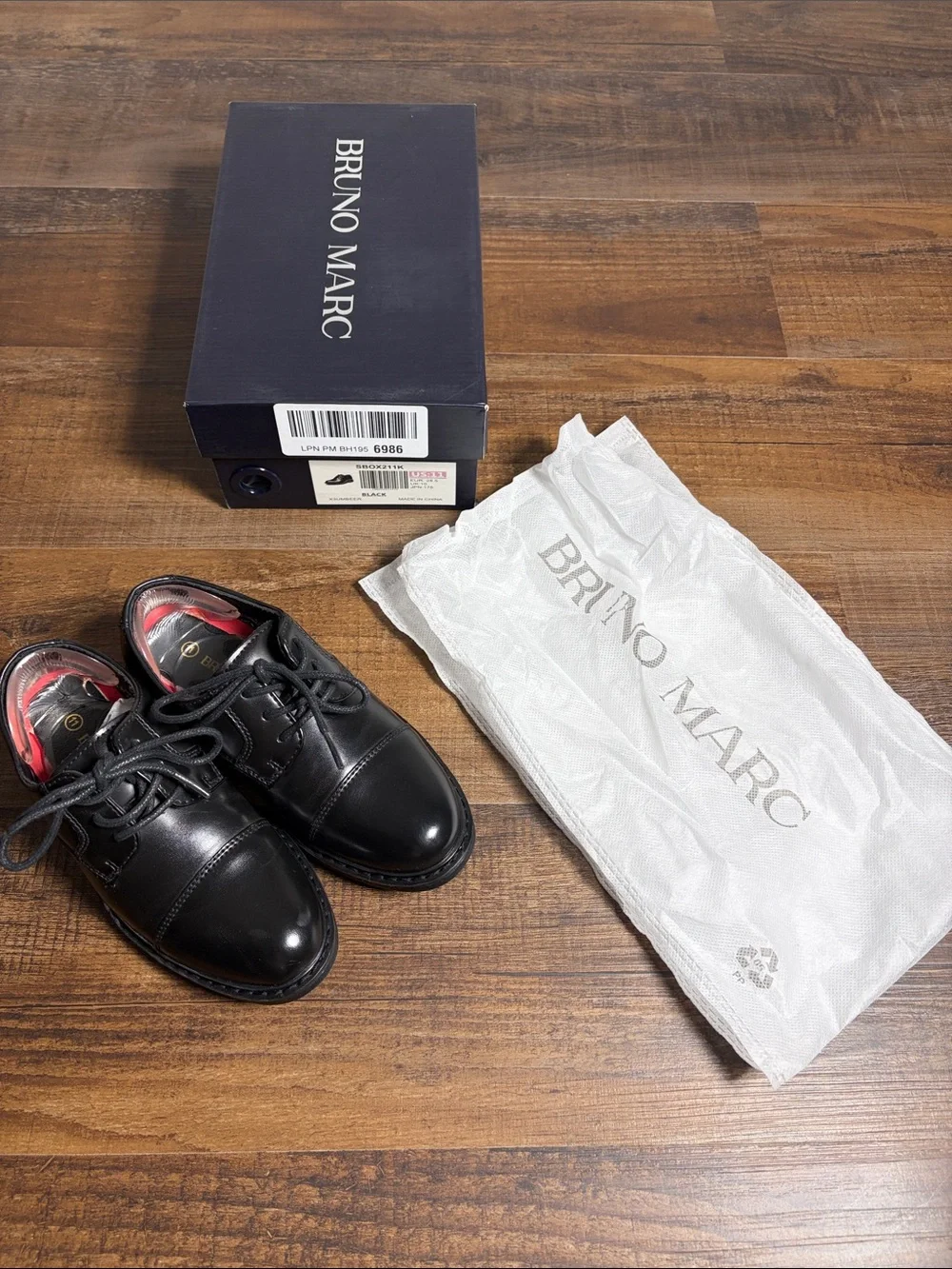 Bruno Marc Kids' Black Leather Dress Shoes - Lace-Up